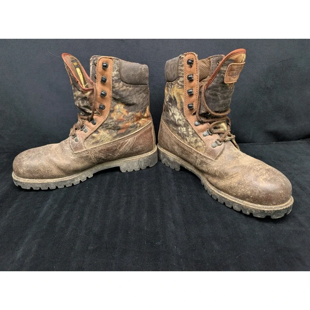 Field & Stream Rugged Leather Camo Hunting Boots Waterproof Thinsulate Mens 10.5